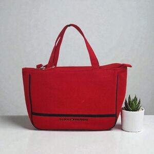 TOMMY HILFIGER Canvas Red & Blue Medium Tote/Crossbody Bag w ID Case